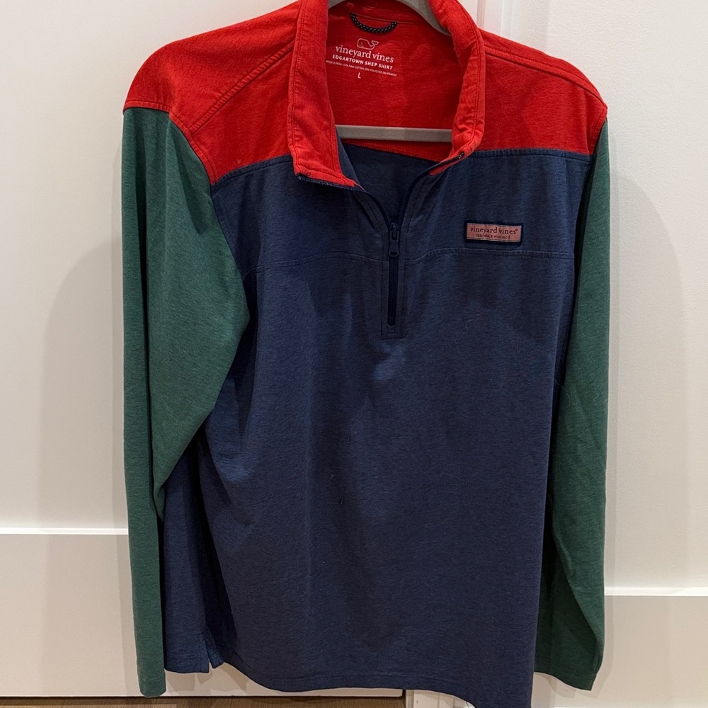 Vineyard Vines Red and Blue Quarter-Zip